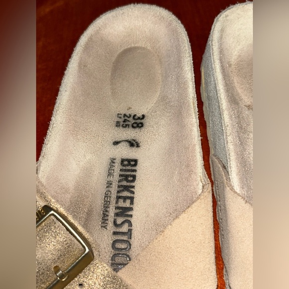 Birkenstock Sandals Womens 7.5 Siena Gold Metallic Tan  Buckle Cross Strap 38​ - Picture 3 of 10